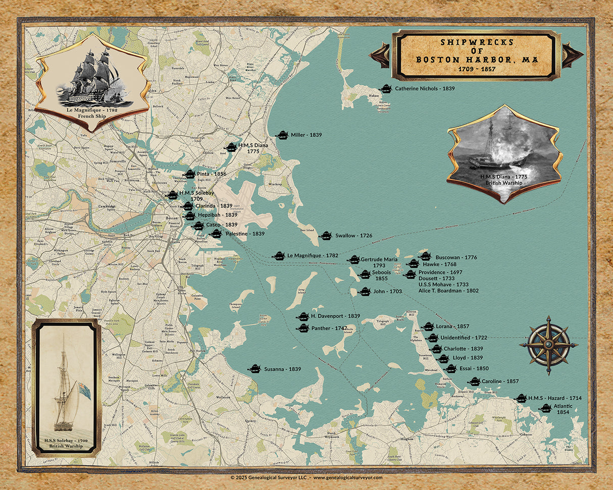 Shipwreck Map of Boston Massachusetts