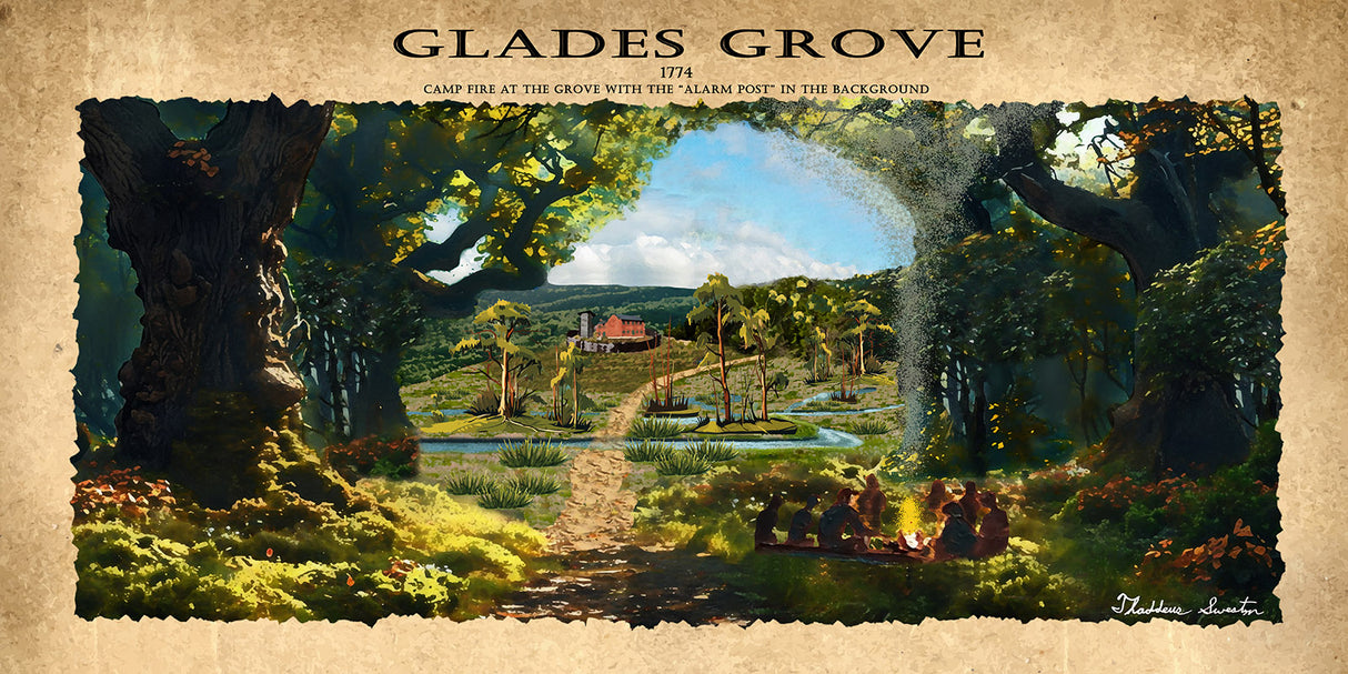 1774 Depiction Painting of Glades Grove Carmichaels Pennsylvania