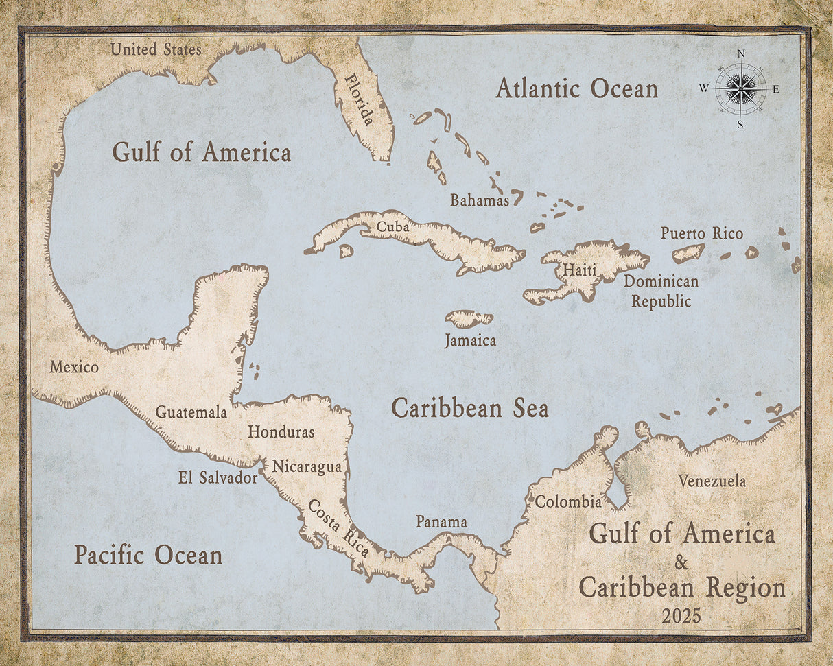2025 Map of The Gulf of America and Caribbean Region