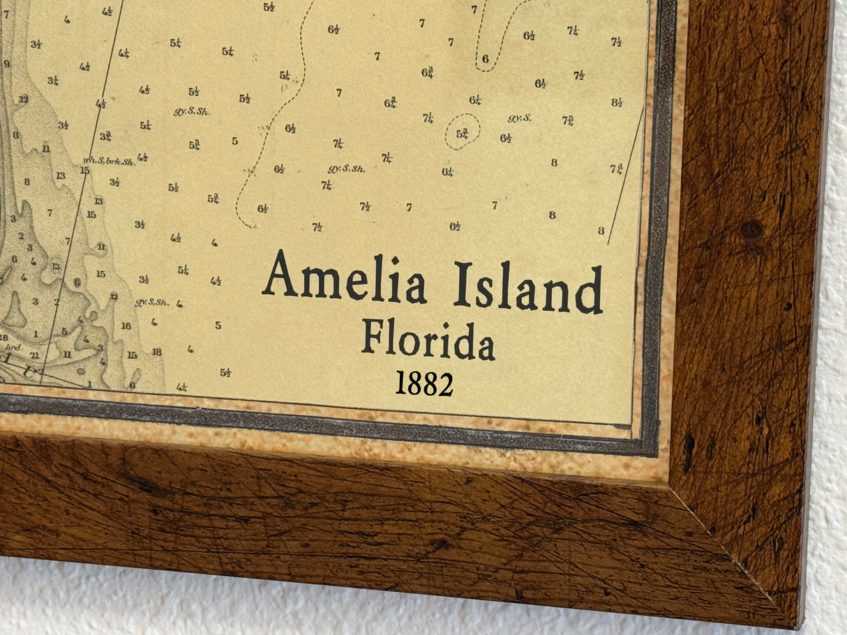 1882 Map of Amelia Island Florida Fernandina Beach Framed