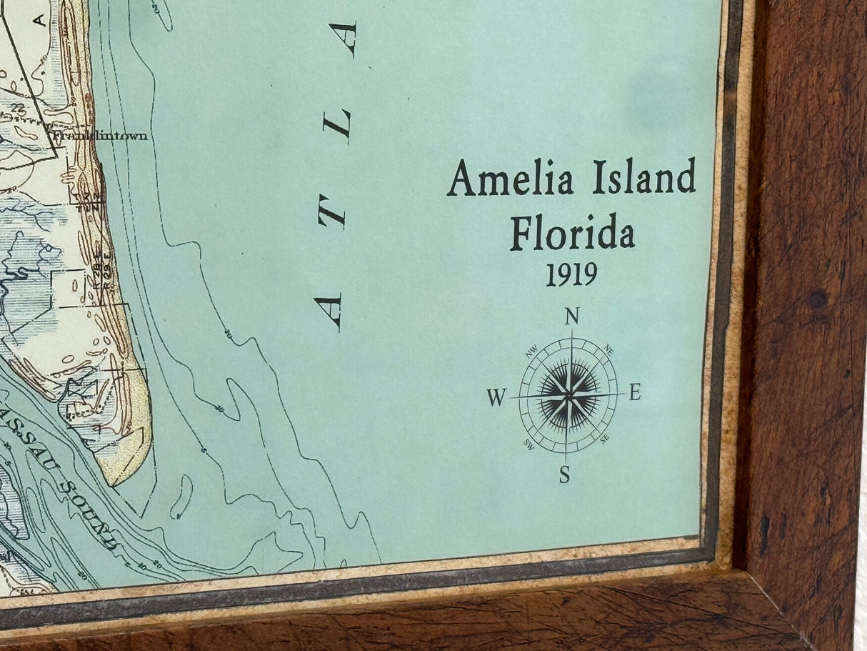 1919 Map of Amelia Island Florida Fernandina Beach Framed