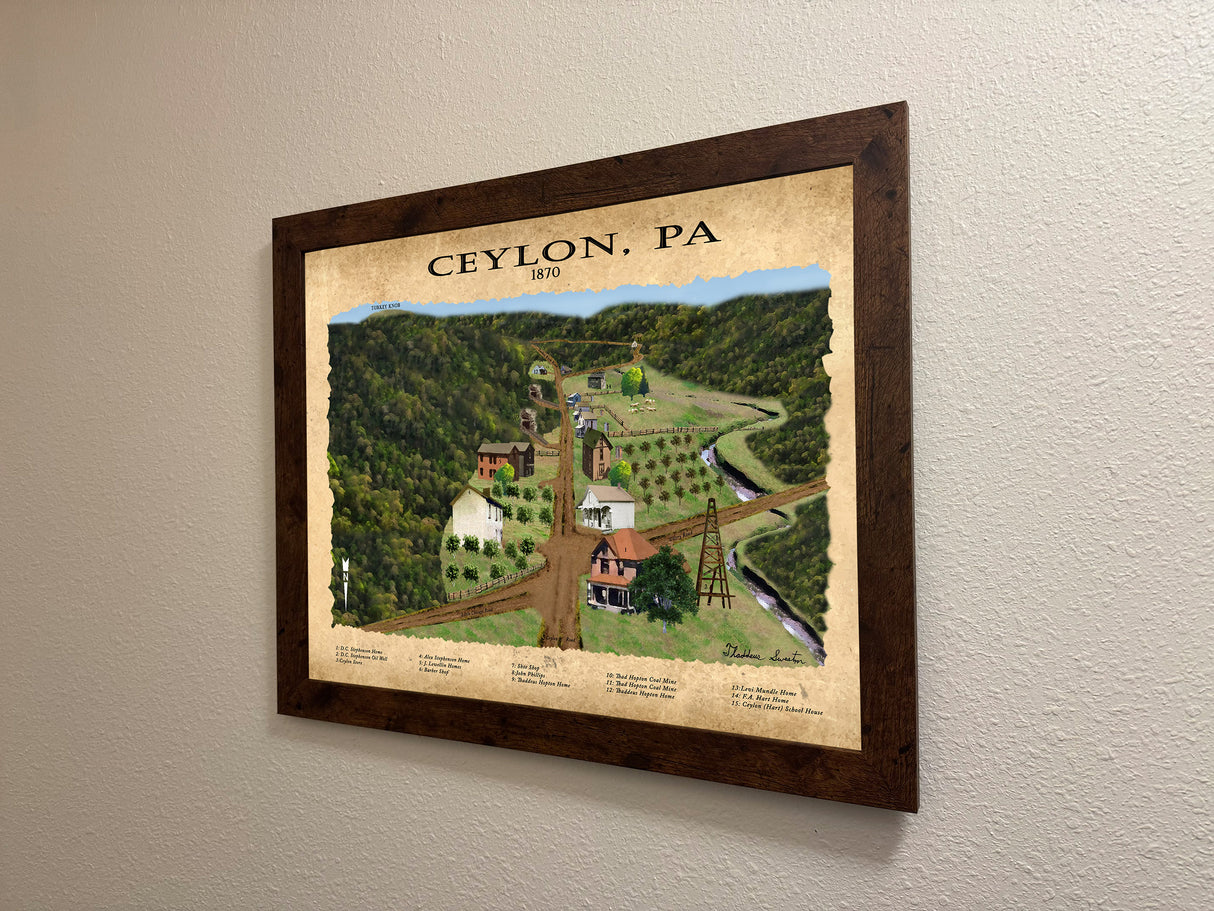 1870 Panorama of Ceylon Greene County Pennsylvania