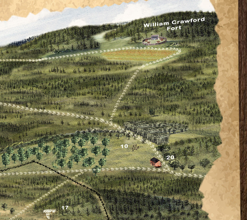 1770 Panoramic Map of Waterford Carmichaels Greene County Pennsylvania