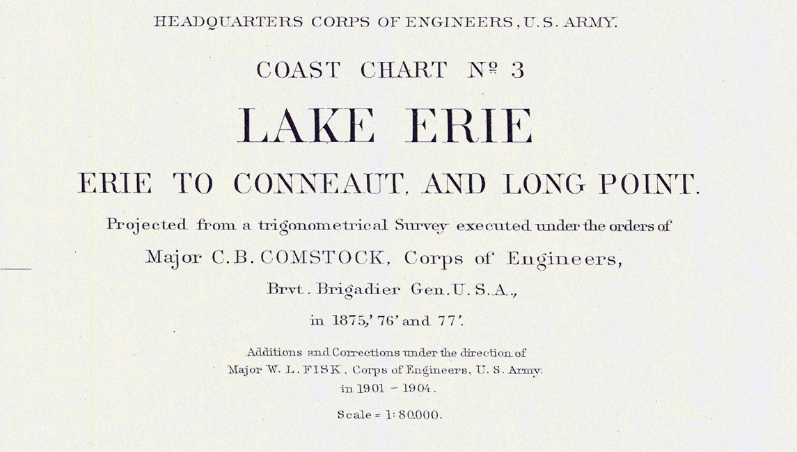 1904 Nautical Map of Presque Isle to Conneaut & Long Point Lake Erie