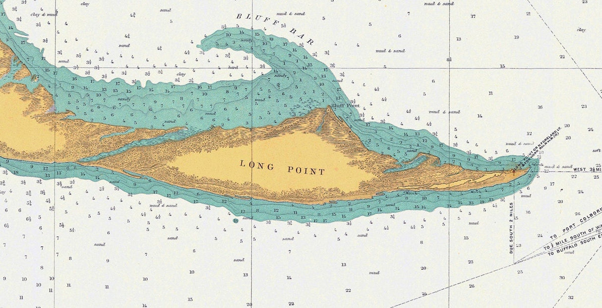1904 Nautical Map of Presque Isle to Conneaut & Long Point Lake Erie