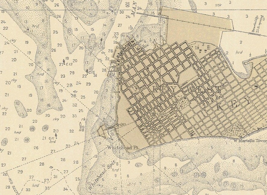 1911 Nautical Map of Key West Harbor Florida