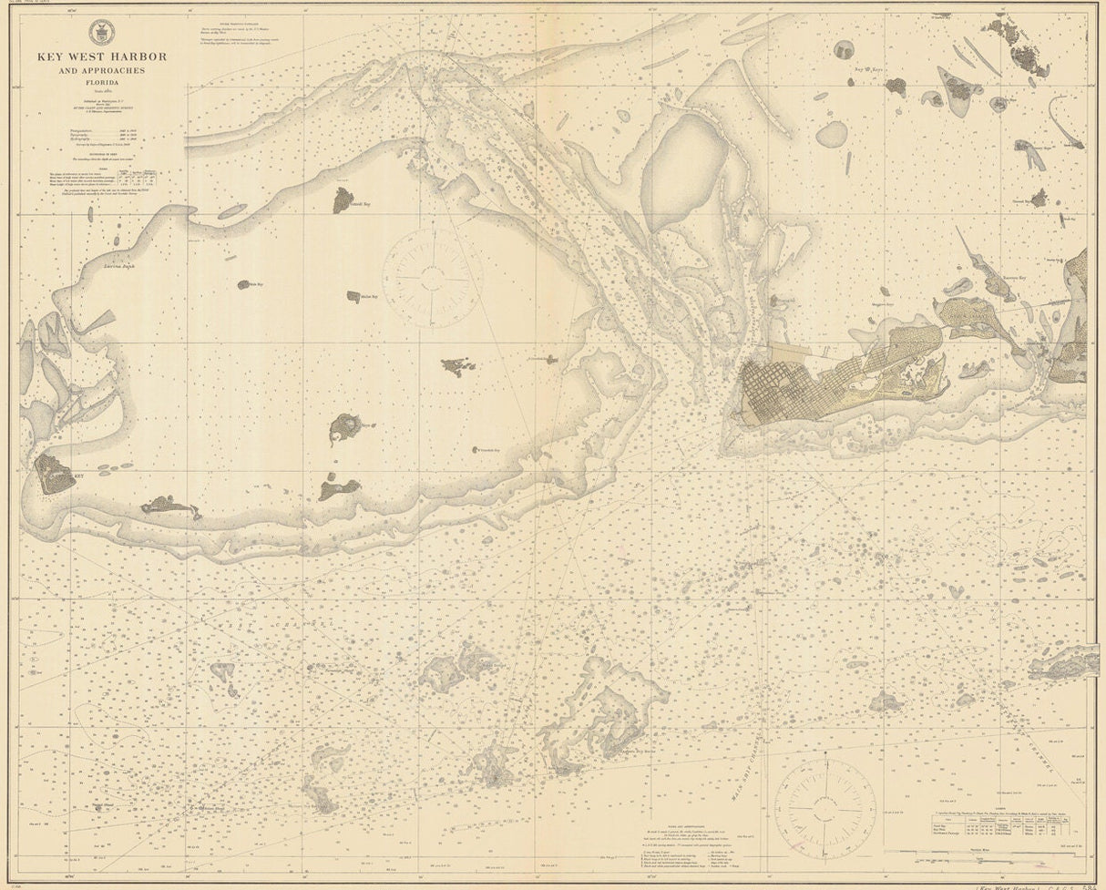 1911 Nautical Map of Key West Harbor Florida