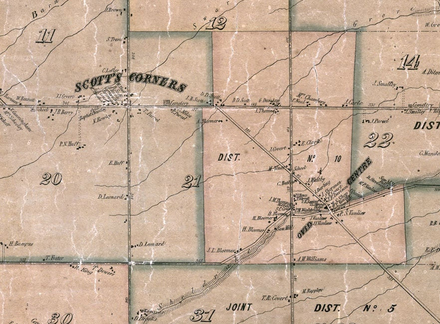1858 Map of Ovid Seneca County New York