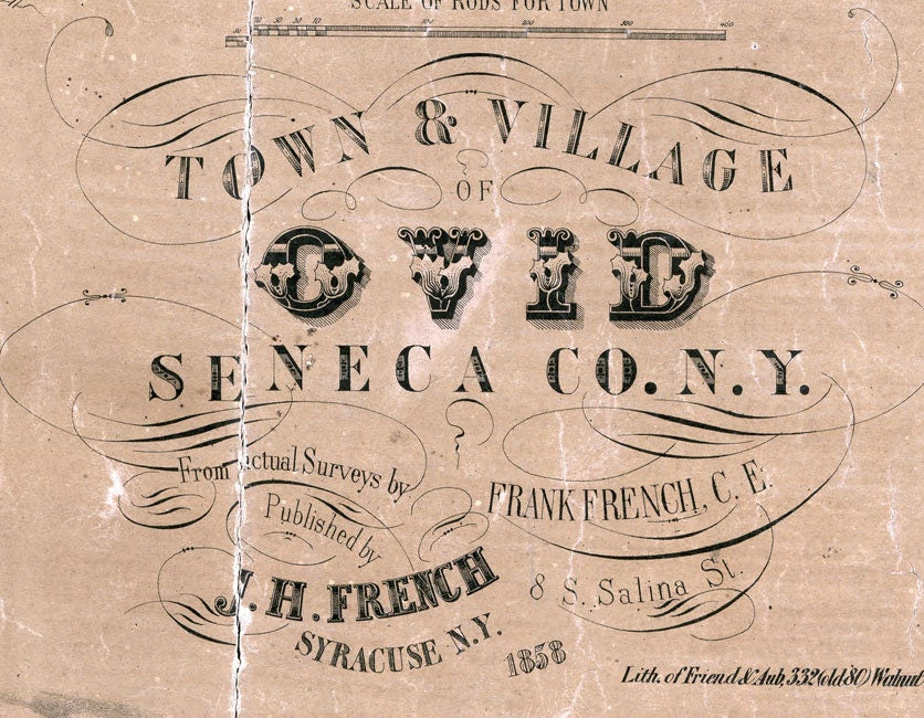 1858 Map of Ovid Seneca County New York