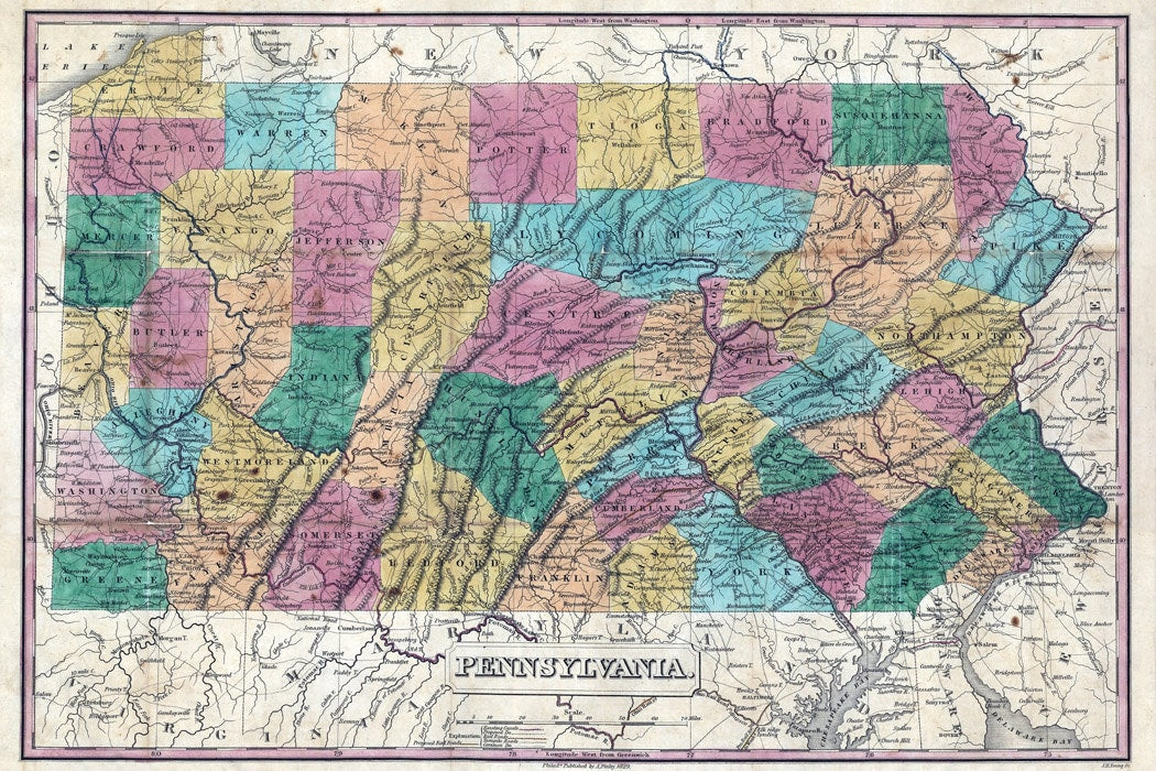 1829 Map of Pennsylvania