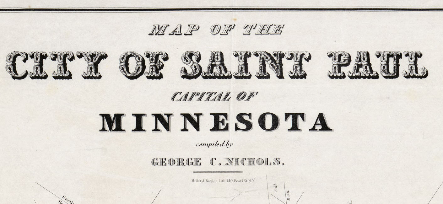 1852 Map of Saint Paul Minnesota