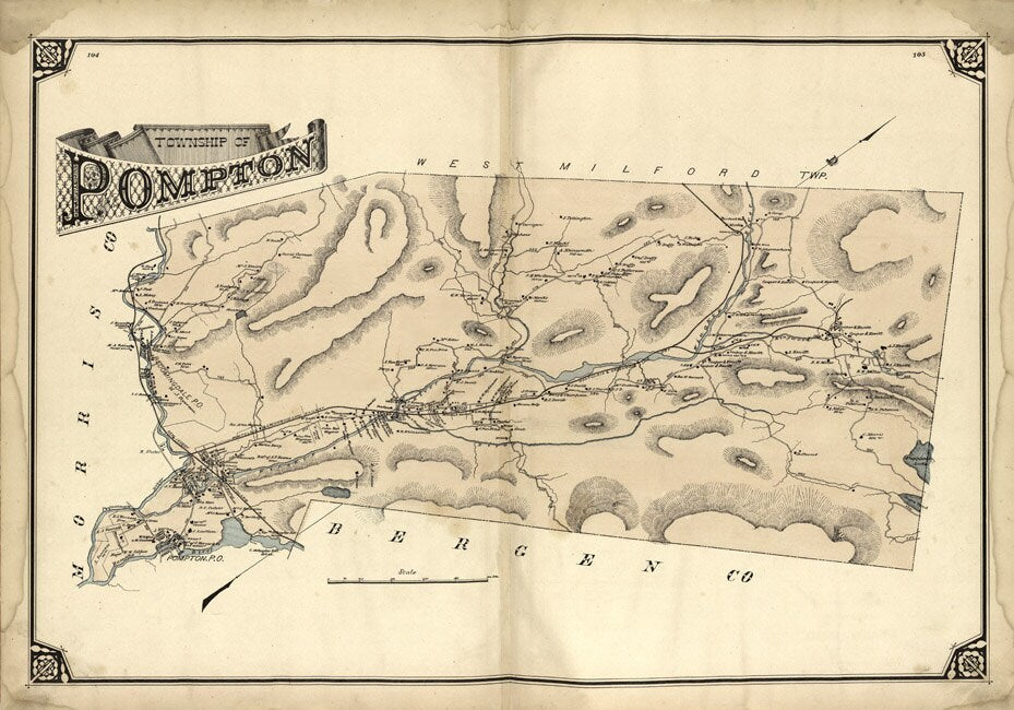 1877 Map of Pompton Township Passaic County New Jersey