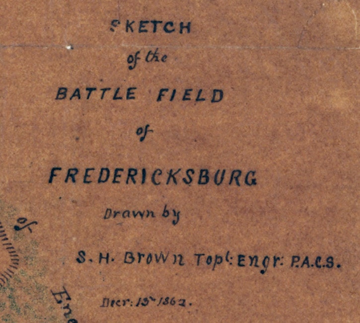 1862 Map of the Fredericksburg Virginia Battle Field
