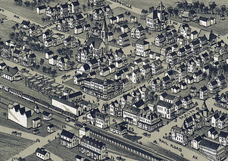 1894 Panoramic Map of Perkasie Bucks County Pennsylvania