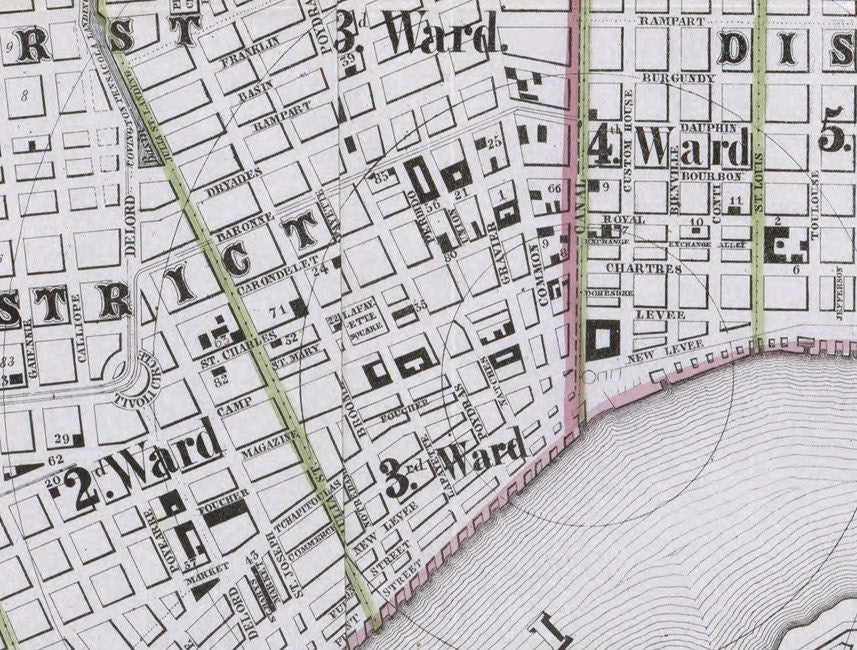 1854 Normans Map of New Orleans Louisiana & Environs