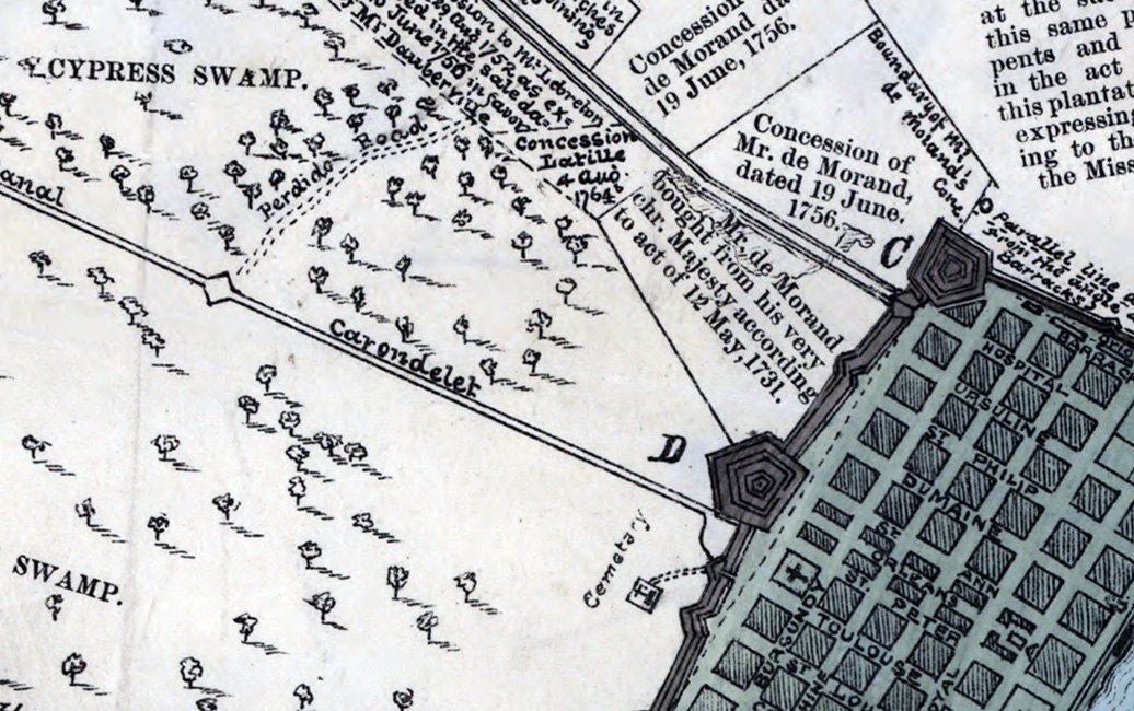 1875 Map of New Orleans Louisiana and Plantations