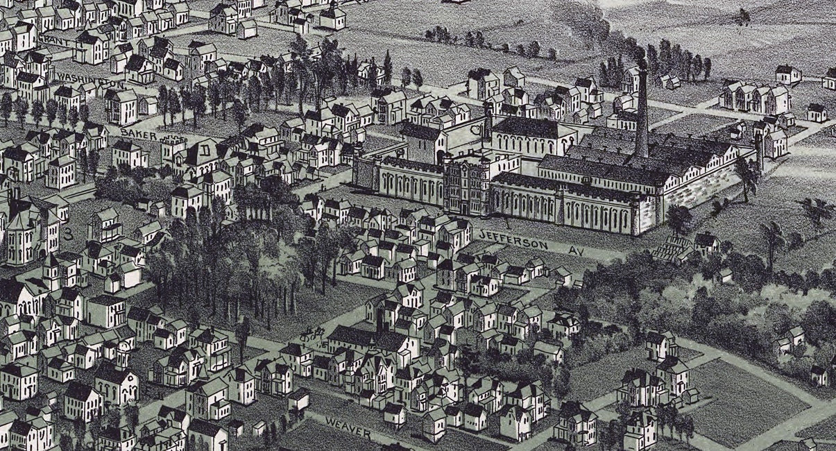 1899 Panoramic Map of Moundsville West Virginia