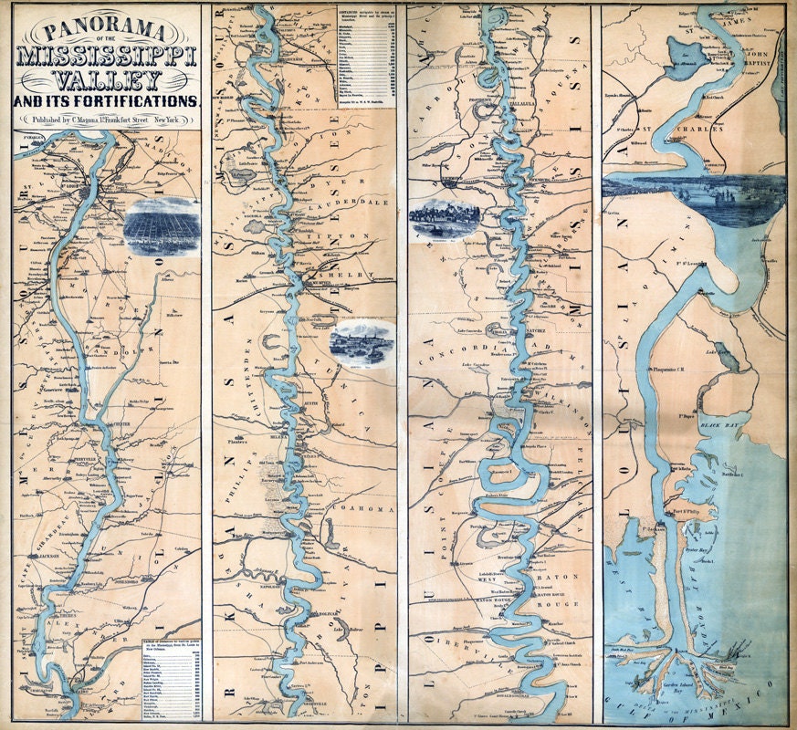 1863 Map of the Mississippi River and Valley