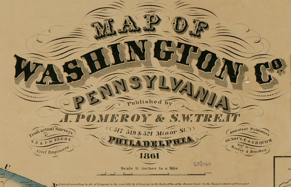 1861 Map of Washington County PA Digital File