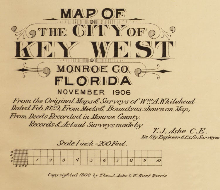 1906 Map of Key West Monroe County Florida