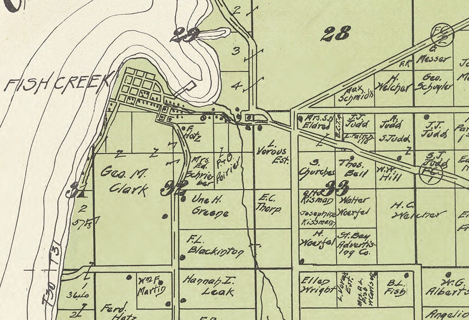1914 Map of Chambers Island Gibralter Township Door County Wisconsin