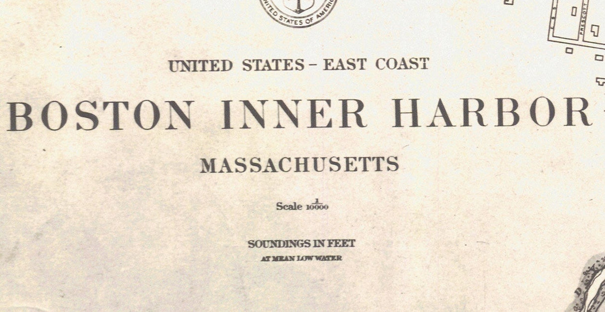 1937 Map of Boston Mass Inner Harbor