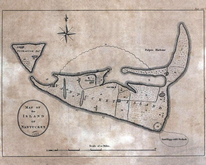 1782 Map of Nantucket Island Massachusetts