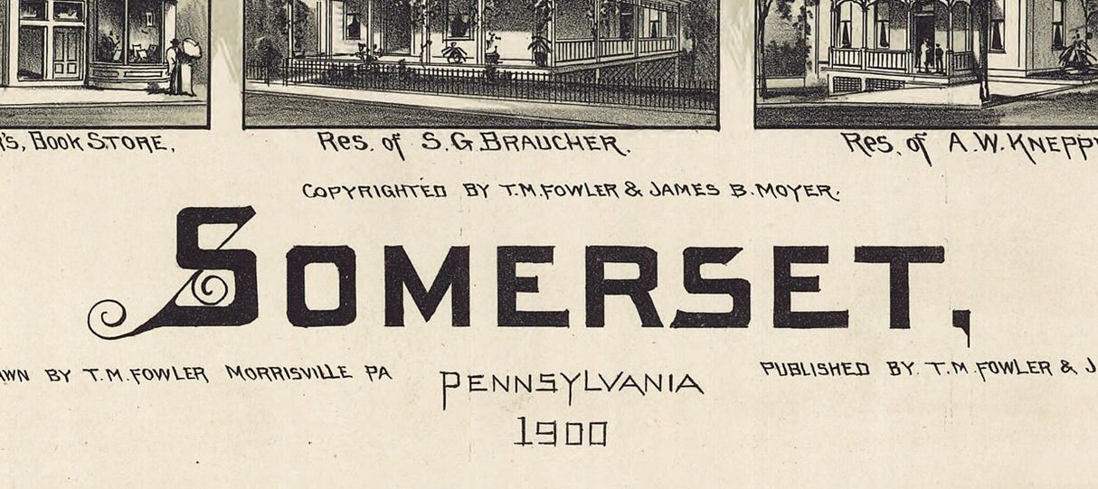 1900 Panoramic Map of Somerset Pennsylvania