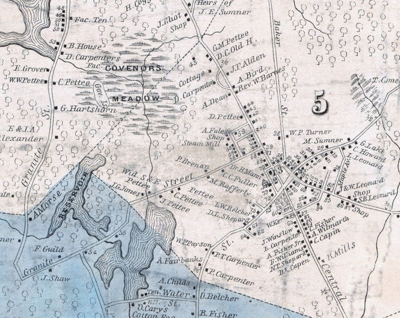 1850 Map of Foxborough Massachusetts