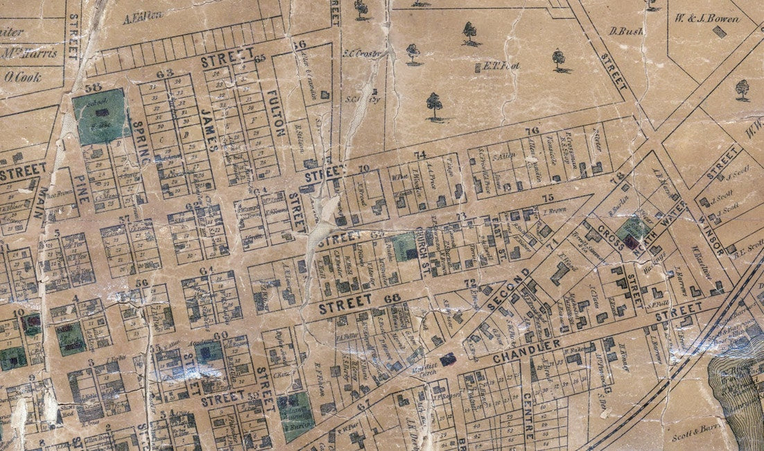 1856 Map of Jamestown Chautauqua County New York
