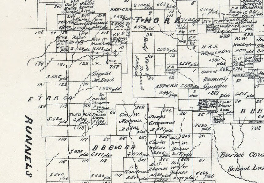 1879 Map of Coleman County Texas
