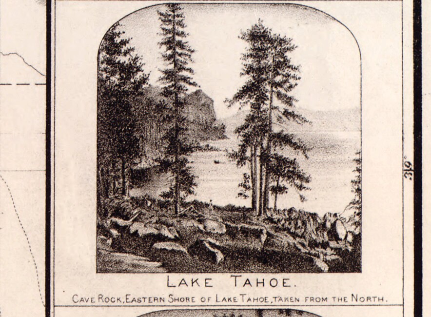 1874 Map of Lake Tahoe and Surrounding Country