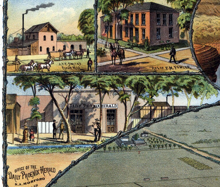 1885 Panoramic Map of Phoenix Maricopa County Arizona