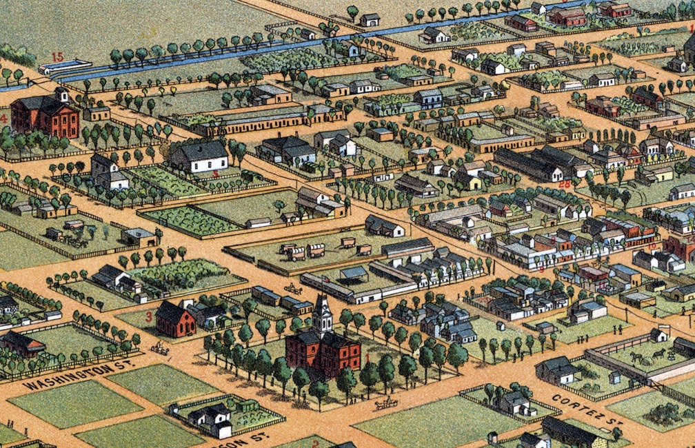 1885 Panoramic Map of Phoenix Maricopa County Arizona