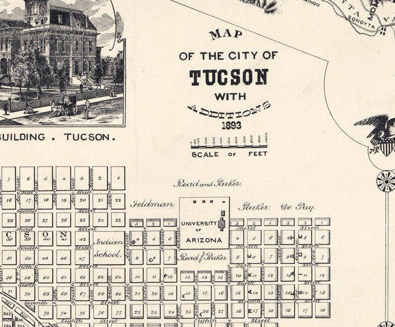 1893 Map of Pima County Arizona