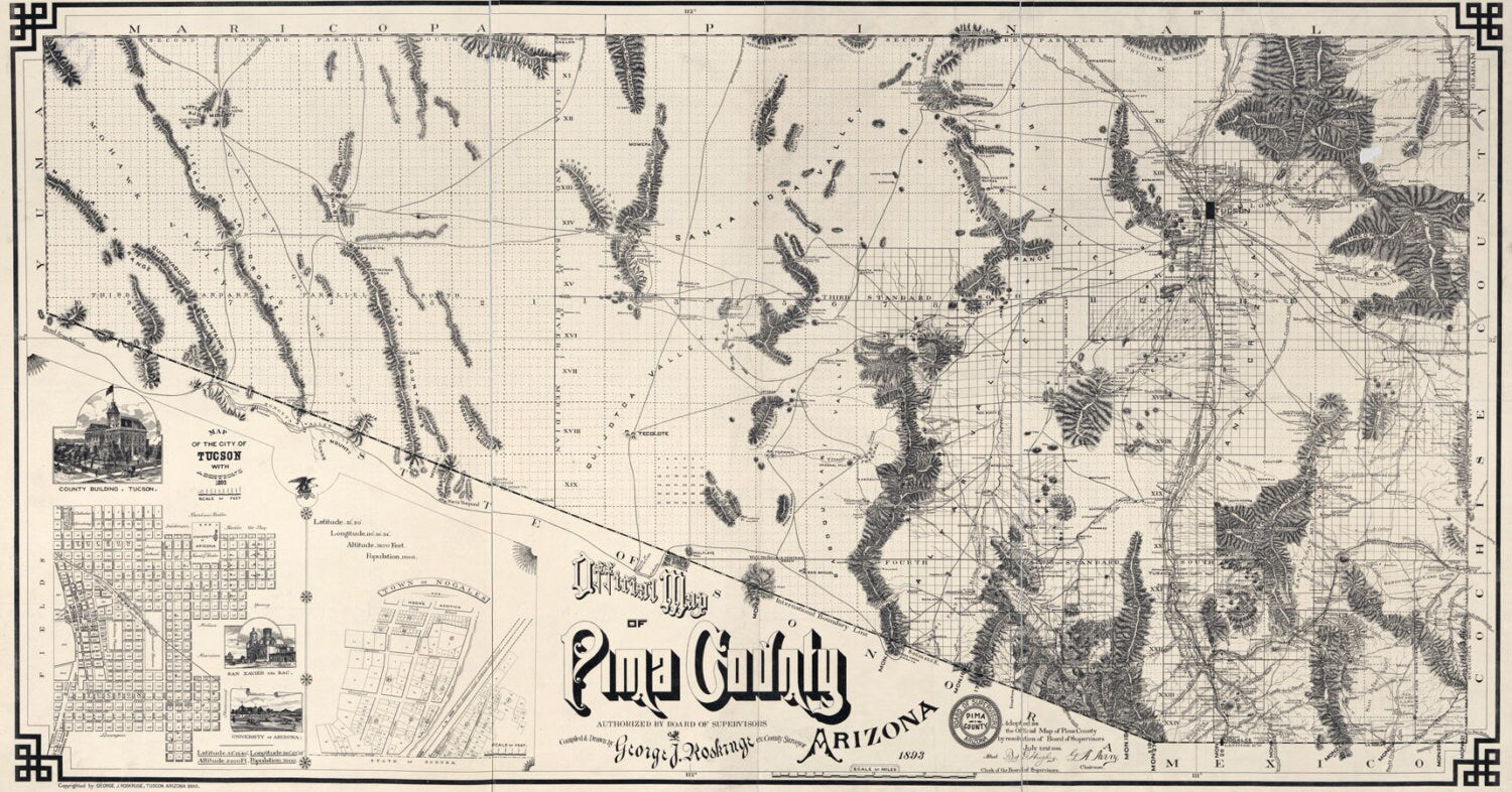 1893 Map of Pima County Arizona