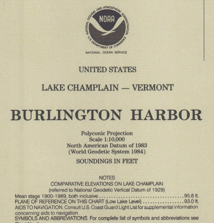 1990 Nautical Map of Burlington Harbor New York
