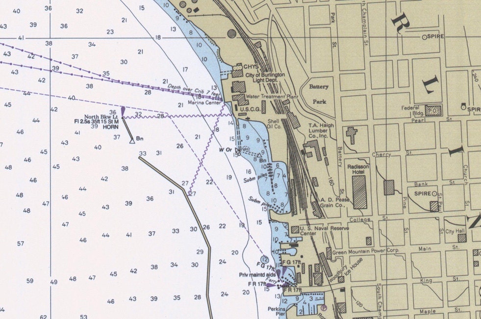 1990 Nautical Map of Burlington Harbor New York