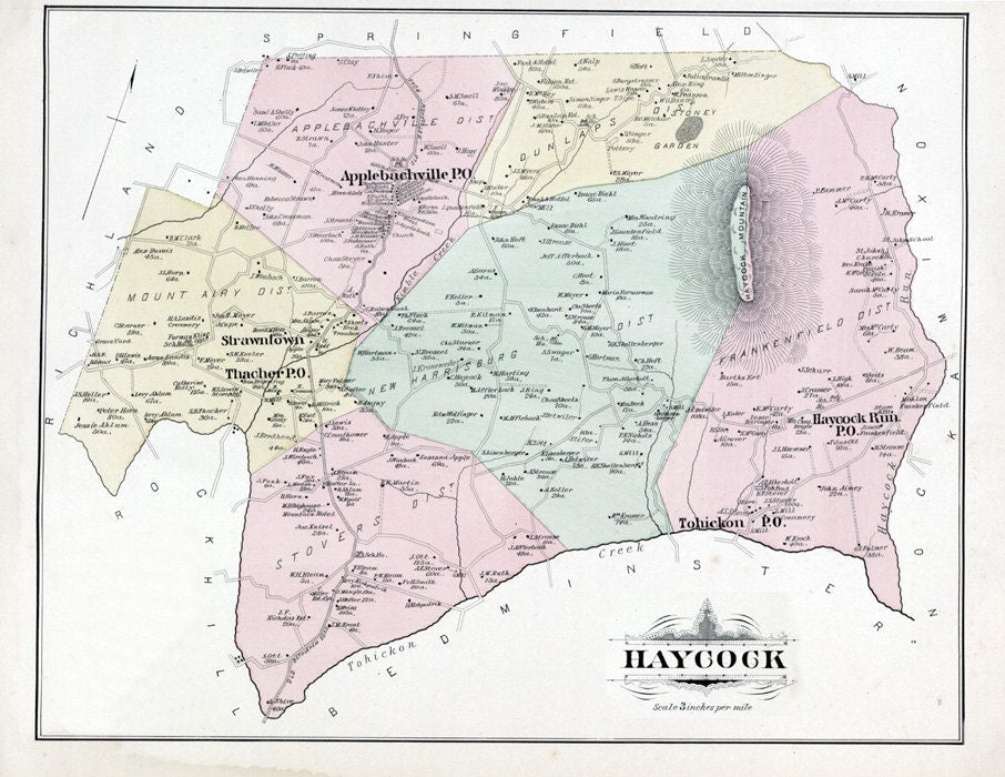 1891 Map of Haycock Township Bucks County Pennsylvania