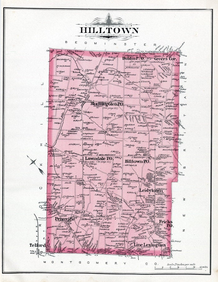 1891 Map of Hilltown Township Bucks County Pennsylvania