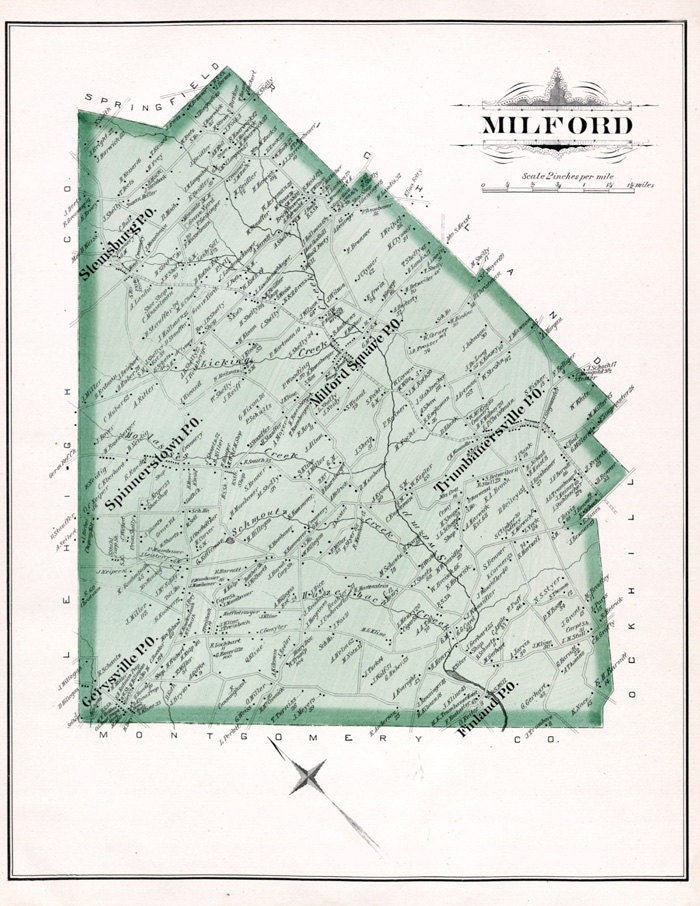 1891 Map of Milford Township Bucks County Pennsylvania