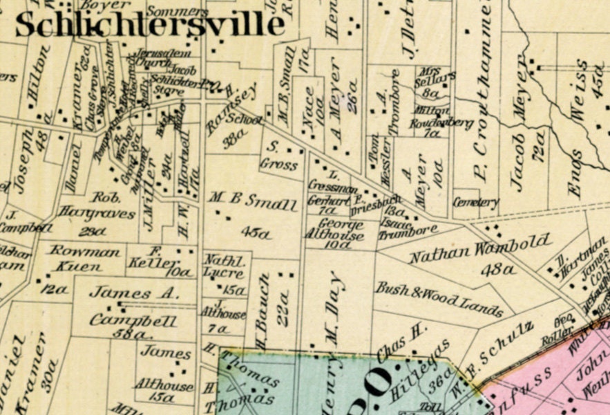 1891 Map of Rockhill Township Bucks County Pennsylvania