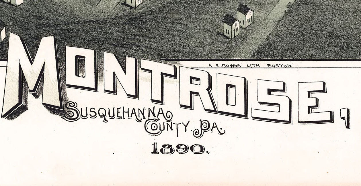 1890 Panoramic Map of Montrose Susquehanna County Pa