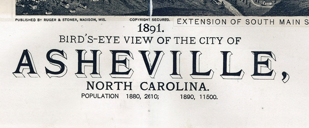 1891 Panoramic Map of Asheville North Carolina