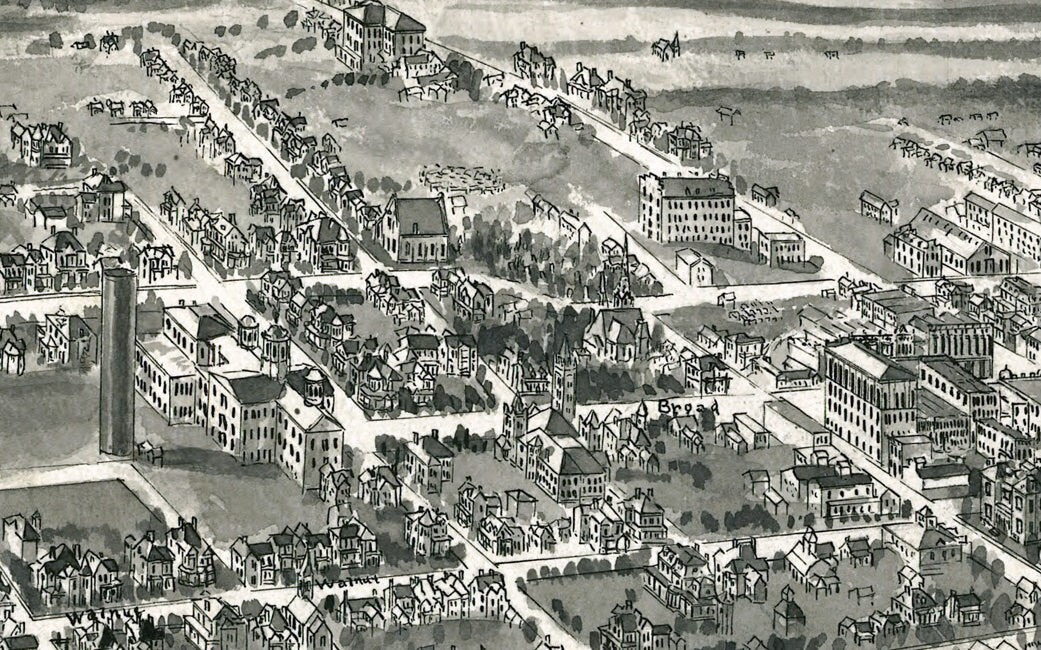 1907 Panoramic Map of Statesville North Carolina