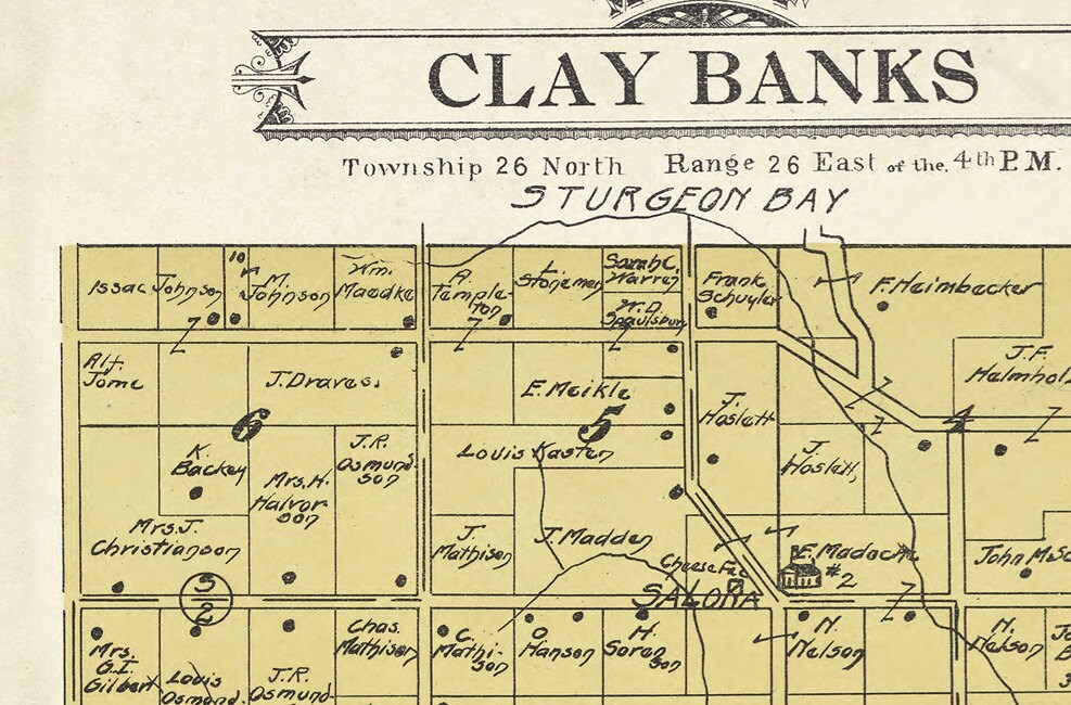 1914 Map of Clay Banks Township Door County Wisconsin