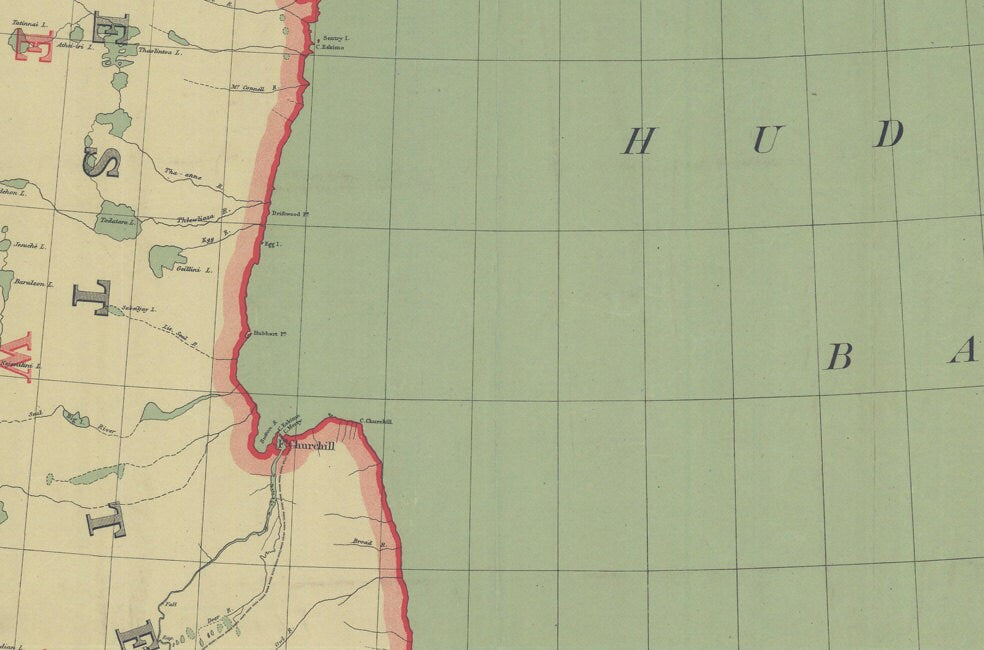 1911 Map of North West Territories Hudson Bay and Keewatin