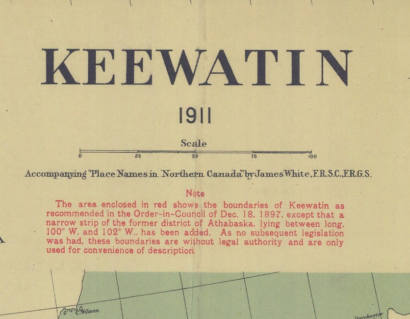 1911 Map of North West Territories Hudson Bay and Keewatin
