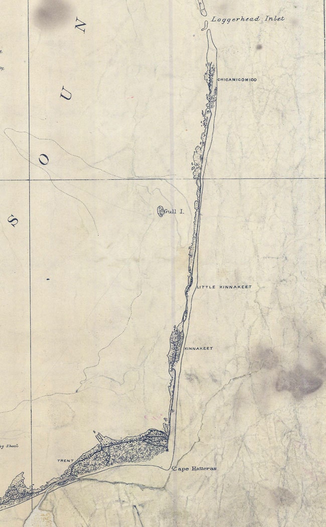 1862 Map of North Carolina and Virginia Coast