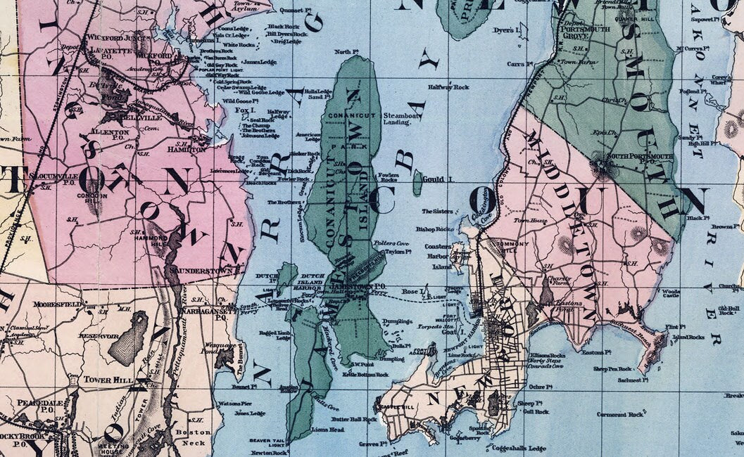 1880 Map of Rhode Island and Plantations